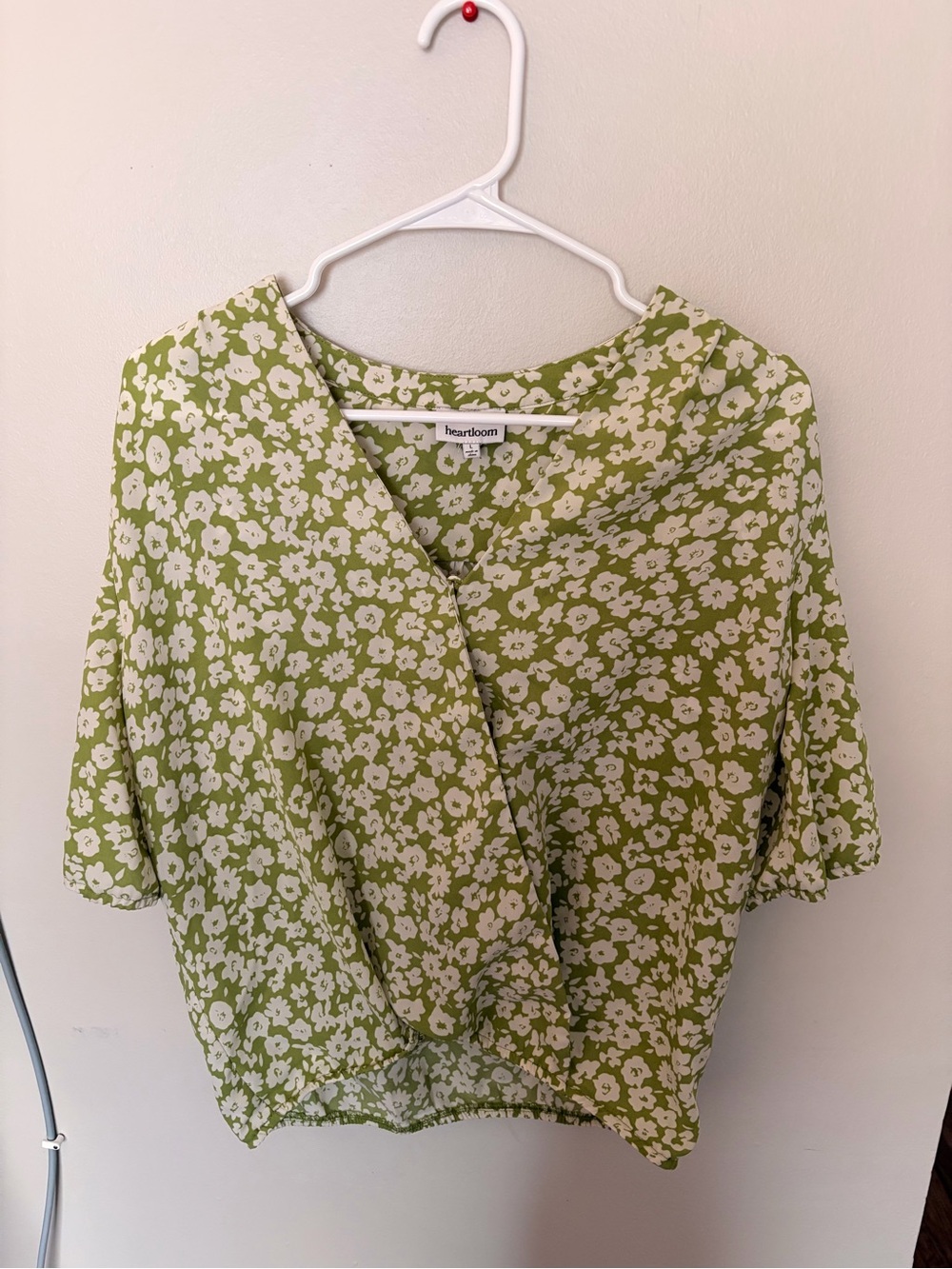 Heartloom Olive Green Floral Wrap Blouse